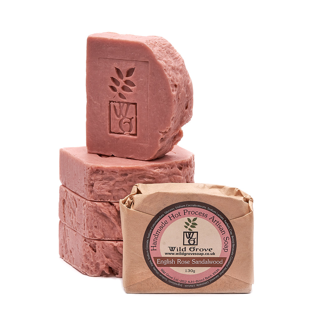 Handmade French Pink Clay Hot Process Soap with English Rose and Sandalwood - Wild Grove